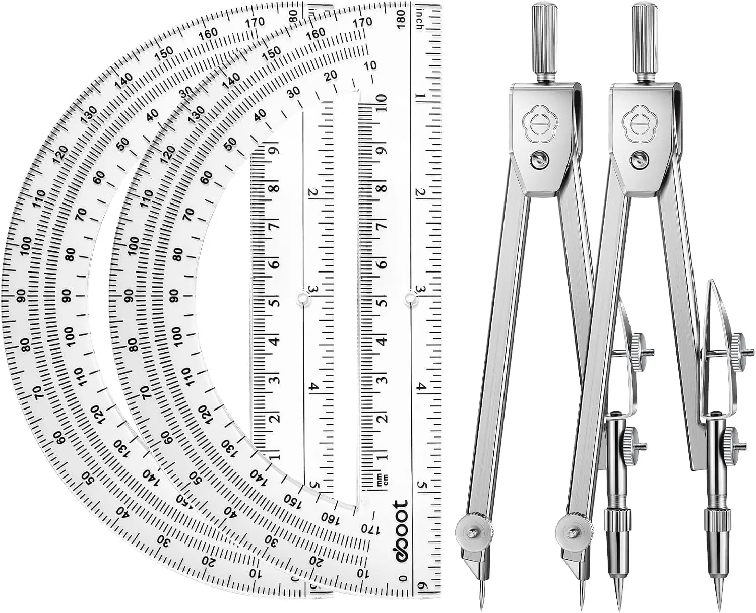 2 Pack Geometry Compass & 6 Inch Protractor Set, Student Math Drawing Tools, 180 Degree Clear Swing Arm Protractor for School
2 Pack Geometry Compass & 6 Inch Protractor Set, Student Math Drawing Tools, 180 Degree Clear Swing Arm Protractor for School