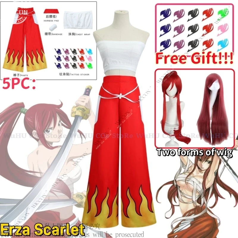Erza Scarlet Fairy Anime Cosplay Costume Wig Tail Woman Battle Dress Japanese Pants White Tops Red Cool Set Tail Tattoo Sticker
Erza Scarlet Fairy Anime Cosplay Costume Wig Tail Woman Battle Dress Japanese Pants White Tops Red Cool Set Tail Tattoo Sticker