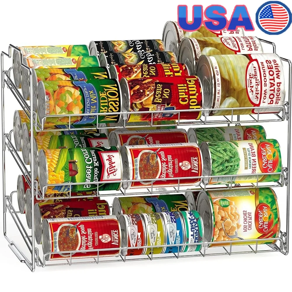 Stackable Can Rack Organizer Kitchen Pantry Storage Holds Up To 36 Cans Adjustable Dividers Chrome Finish Tiered Shelf
Stackable Can Rack Organizer Kitchen Pantry Storage Holds Up To 36 Cans Adjustable Dividers Chrome Finish Tiered Shelf