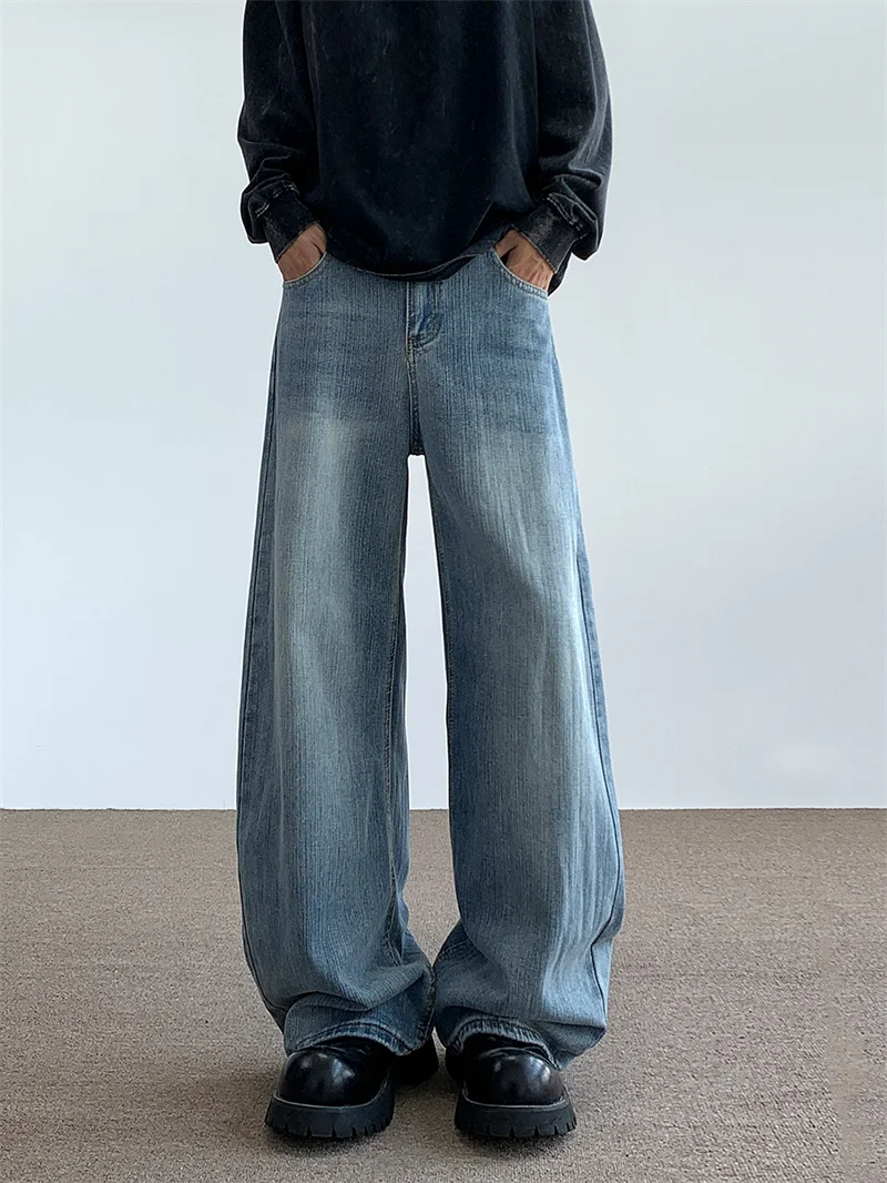 American Retro Blue Knife Jeans Men's Loose High Waist Straight Leg Pants Autumn Winter Casual High Street Style
American Retro Blue Knife Jeans Men's Loose High Waist Straight Leg Pants Autumn Winter Casual High Street Style