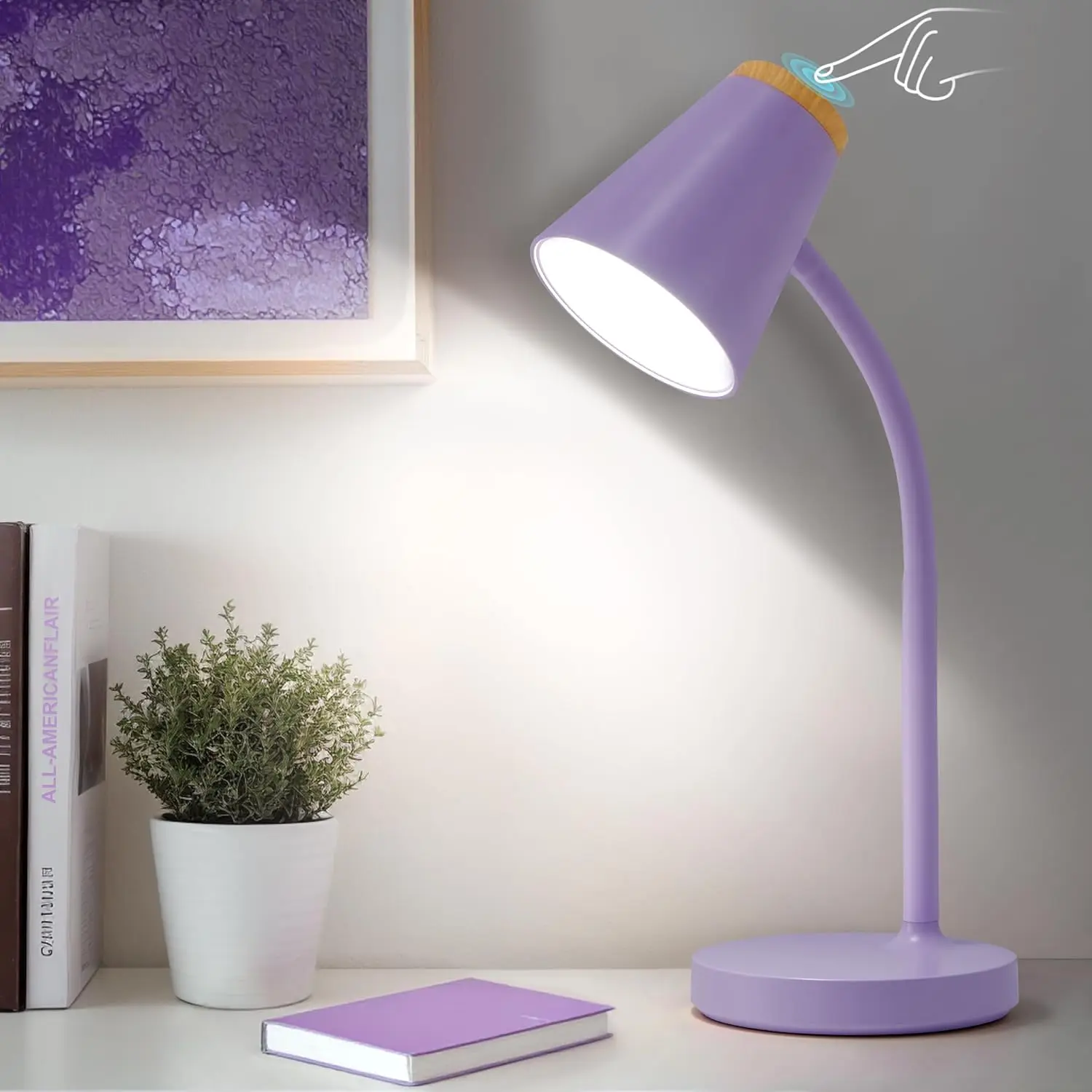 Touch Dimmable LED Desk Lamp with Flexible Gooseneck for Home Office, Bedroom, Dorm - Stepless Brightness, Eye-Care, Purple
Touch Dimmable LED Desk Lamp with Flexible Gooseneck for Home Office, Bedroom, Dorm - Stepless Brightness, Eye-Care, Purple