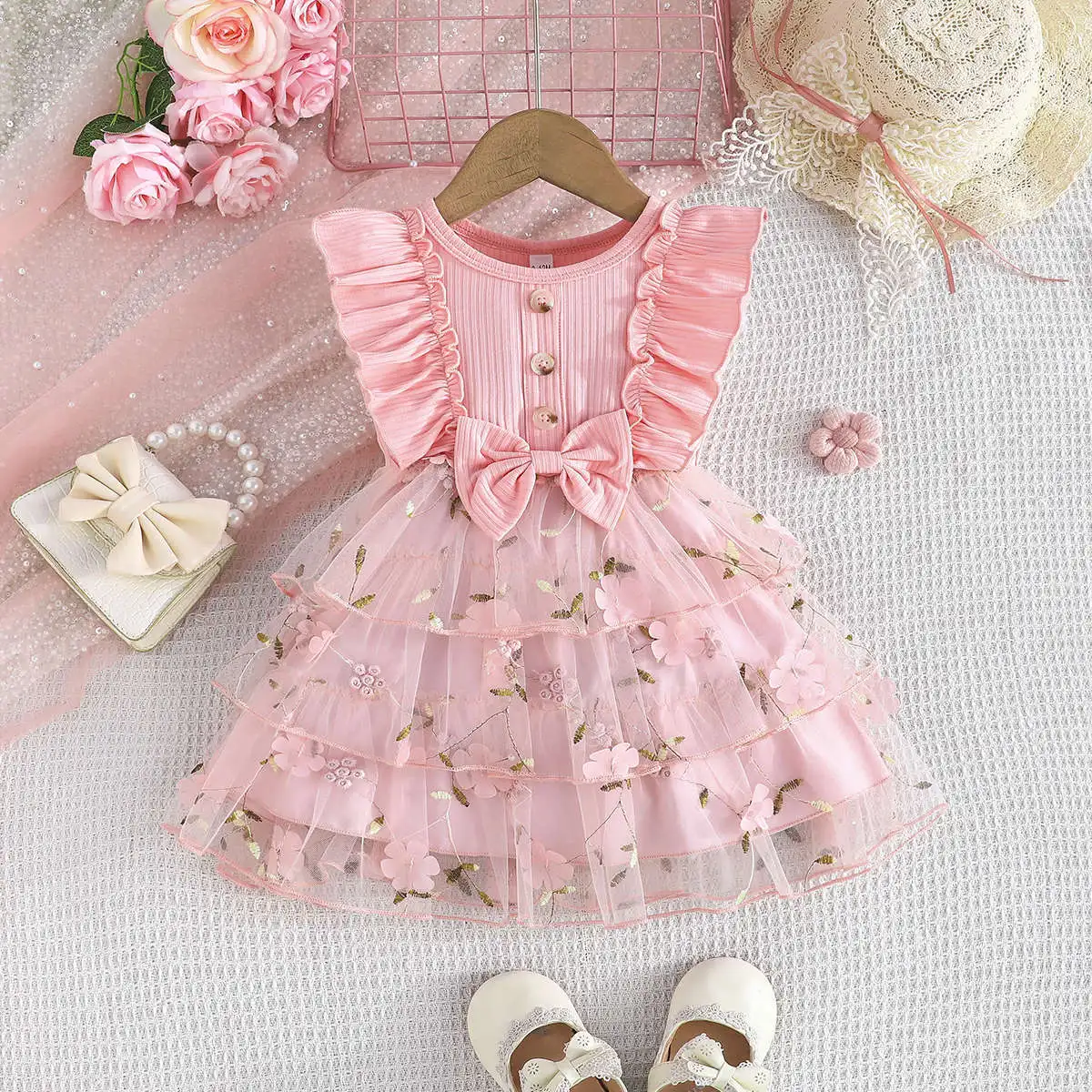 Summer 2025 New Arrivals Girls Sleeveless Ruffles Bow Pink Floral Cake Dress Infantil Menina Cute Party Dress Custume 0-3T
Summer 2025 New Arrivals Girls Sleeveless Ruffles Bow Pink Floral Cake Dress Infantil Menina Cute Party Dress Custume 0-3T