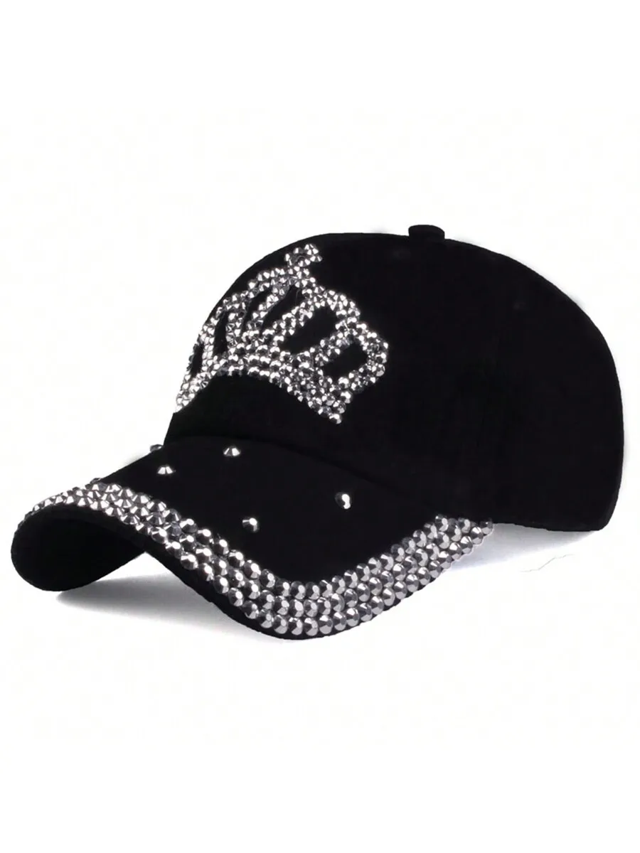 Black Rhinestone Crown Embellished Baseball Cap For Women Party Casual
Black Rhinestone Crown Embellished Baseball Cap For Women Party Casual