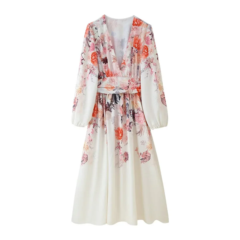 New fashion casual printing temperament versatile long-sleeved belt dress
New fashion casual printing temperament versatile long-sleeved belt dress