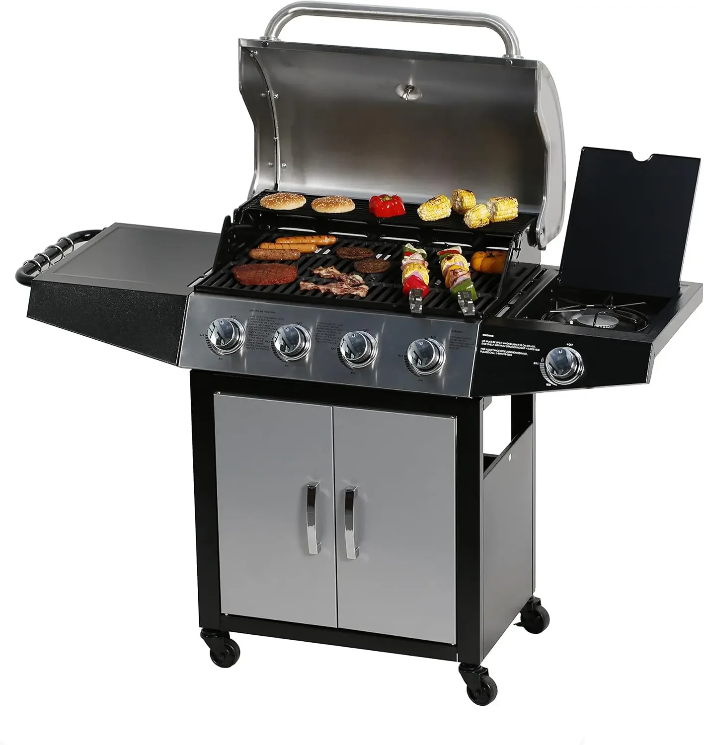 MASTER COOK Gas Grill, BBQ 4-Burner Cabinet Style Grill Propane with Side Burner, Stainless Steel
MASTER COOK Gas Grill, BBQ 4-Burner Cabinet Style Grill Propane with Side Burner, Stainless Steel