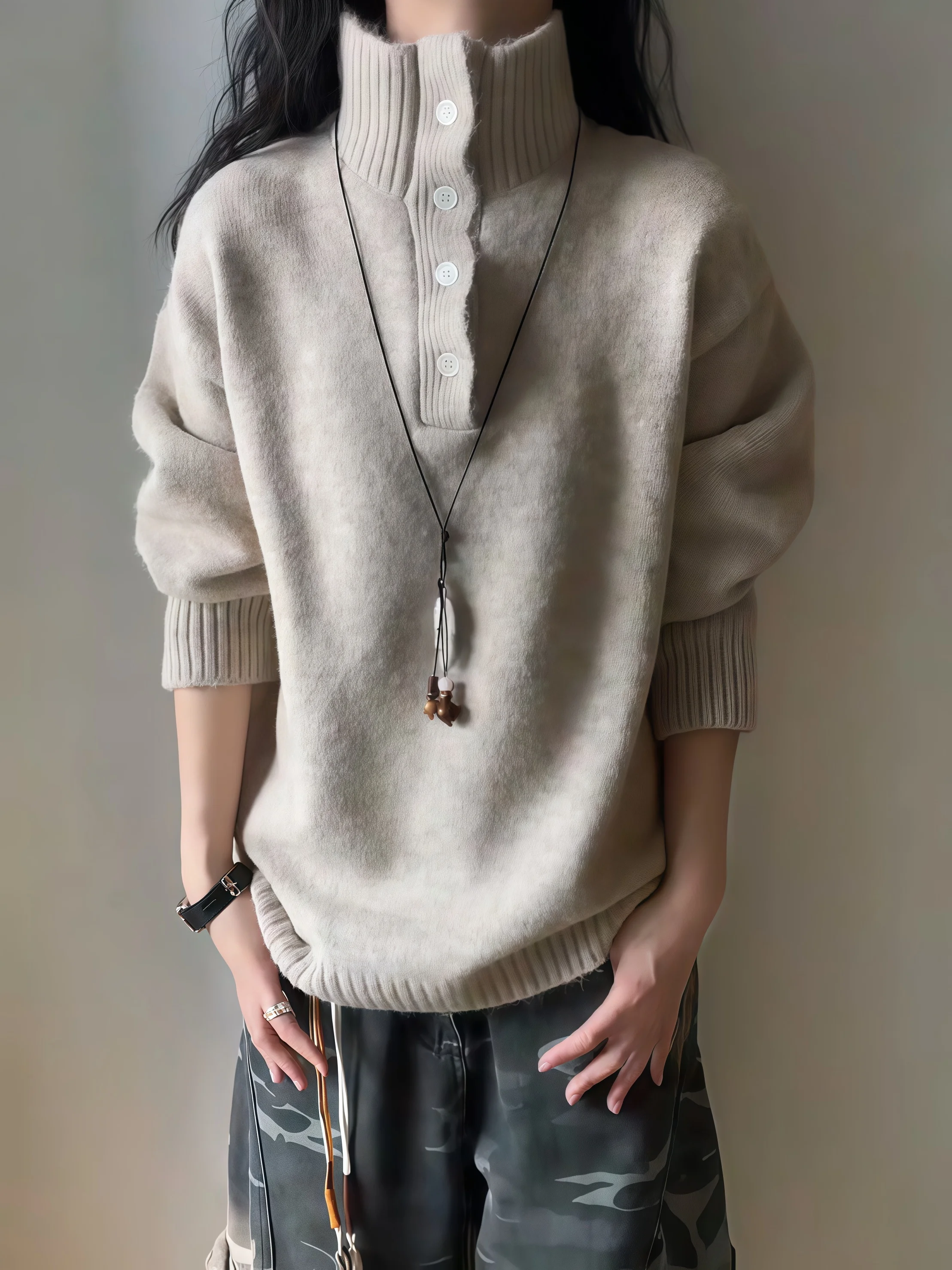 Loose Fit Thi Knitted Henry Collar Sweater Men's Winter Warm Soft Comfortable Casual Sle Long Sve Top Ci Walk Campus
Loose Fit Thi Knitted Henry Collar Sweater Men's Winter Warm Soft Comfortable Casual Sle Long Sve Top Ci Walk Campus
