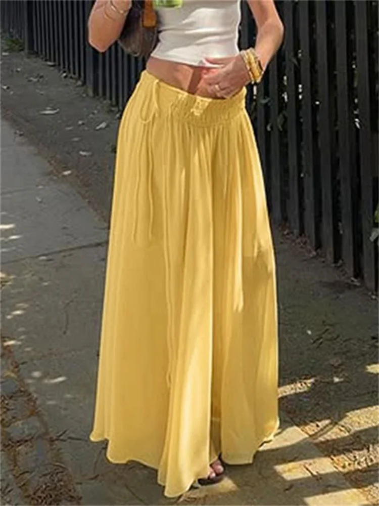 Tossy Summer Drawstring High Waist Long Skirt For Women Pleated Casual Patchwork Lace-Up See-Through Female Chiffon Maxi Skirt
Tossy Summer Drawstring High Waist Long Skirt For Women Pleated Casual Patchwork Lace-Up See-Through Female Chiffon Maxi Skirt