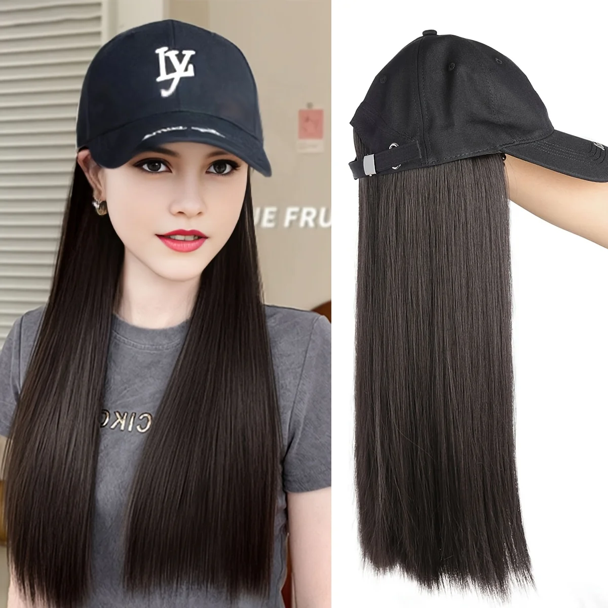 Long 16inch Straight Hair Synthetic hat Wig with LY Embroidered Baseball Cap, Long Hat Wigs For Women Daily Use
Long 16inch Straight Hair Synthetic hat Wig with LY Embroidered Baseball Cap, Long Hat Wigs For Women Daily Use