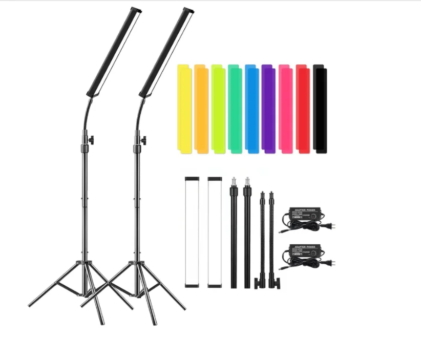 Sowuouxy LED Video Stick Kit - Photographic Lighting with Adjustable Tripod Mount, 9 Colour Filters 2 Sets 5600K Dimmable
Sowuouxy LED Video Stick Kit - Photographic Lighting with Adjustable Tripod Mount, 9 Colour Filters 2 Sets 5600K Dimmable