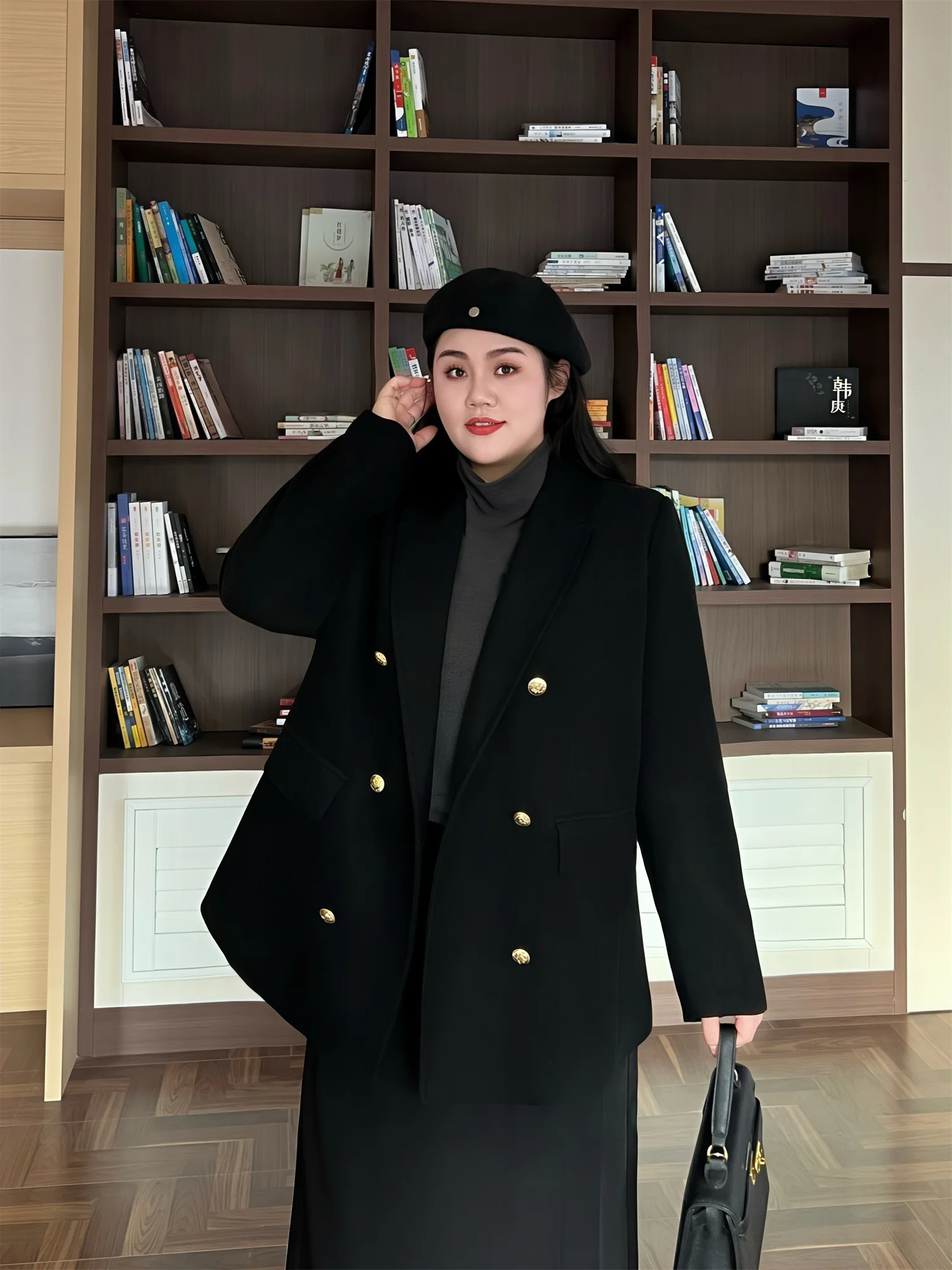 Black Woolen Suit Jacket for plus Size Women Fashionable Loose Slimming Versatile Top Commute Style Polyester Blend Long Sleeve
Black Woolen Suit Jacket for plus Size Women Fashionable Loose Slimming Versatile Top Commute Style Polyester Blend Long Sleeve