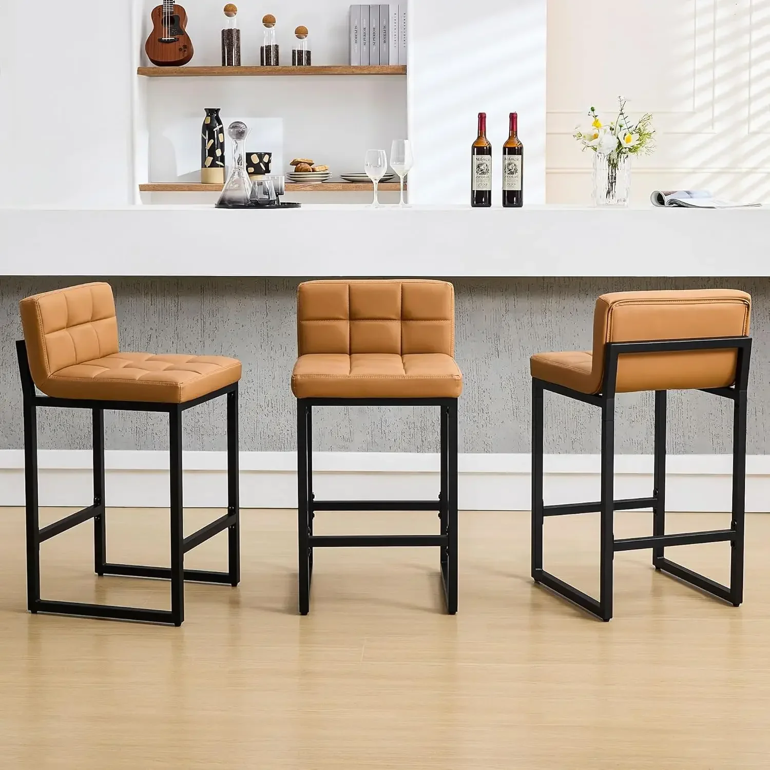 Bestseller3, Upholstered PU Leather Counter Height Barstools with Low Back and Thickened Metal Legs, Modern Island Chairs for Ki
Bestseller3, Upholstered PU Leather Counter Height Barstools with Low Back and Thickened Metal Legs, Modern Island Chairs for Ki