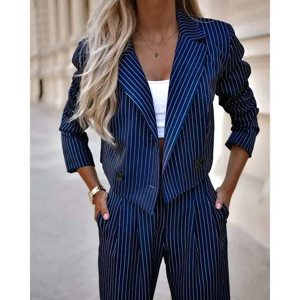 Ele ort Collar Suit Pants Set Striped Straight Leg Trousers Casual Women's Faion Ensemble Seven-Foot Length Poly...
Ele ort Collar Suit Pants Set Striped Straight Leg Trousers Casual Women's Faion Ensemble Seven-Foot Length Poly...