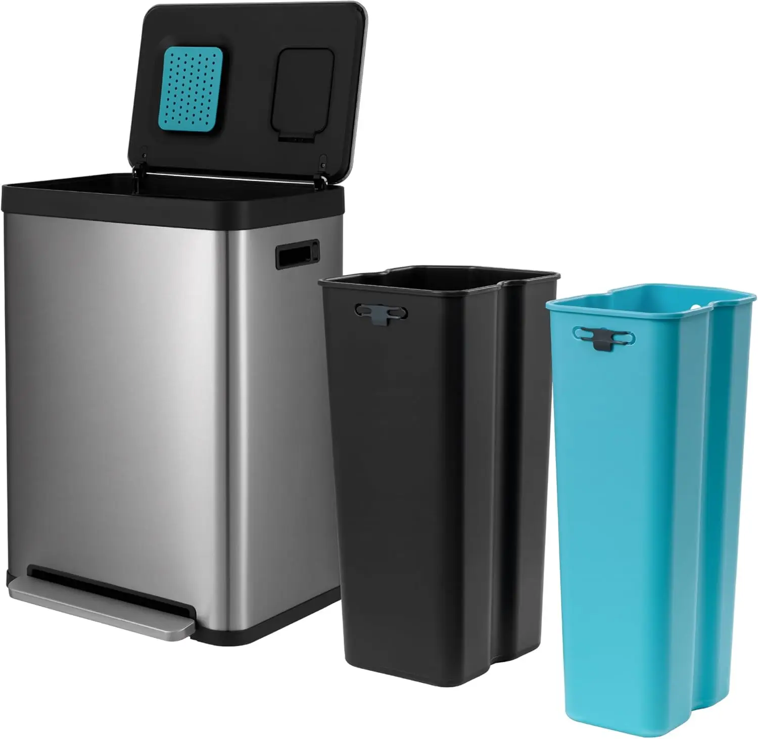 Dual Compartment 70L Kitchen Trash Can with Odor Control, Stainless Steel, Slow-Close Lid for Recycling
Dual Compartment 70L Kitchen Trash Can with Odor Control, Stainless Steel, Slow-Close Lid for Recycling