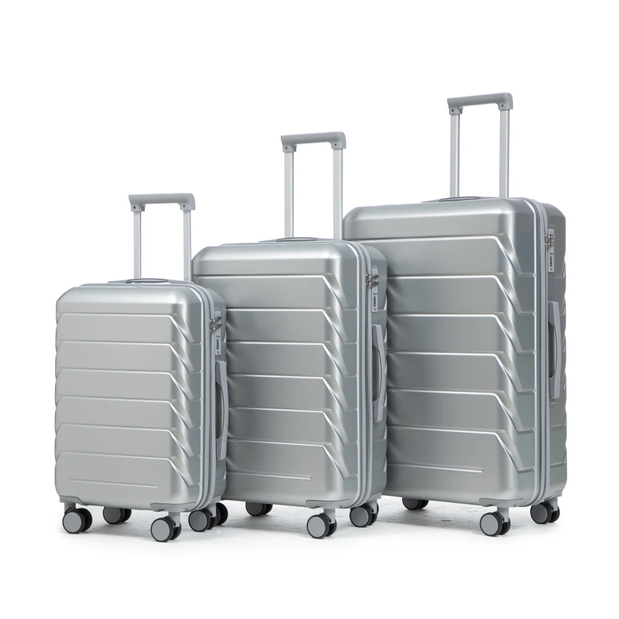20/24/28 3 pcs/set ABS spinner wheel luggage for travel, silver, scratch-resistant surface and secure combination lock
20/24/28 3 pcs/set ABS spinner wheel luggage for travel, silver, scratch-resistant surface and secure combination lock