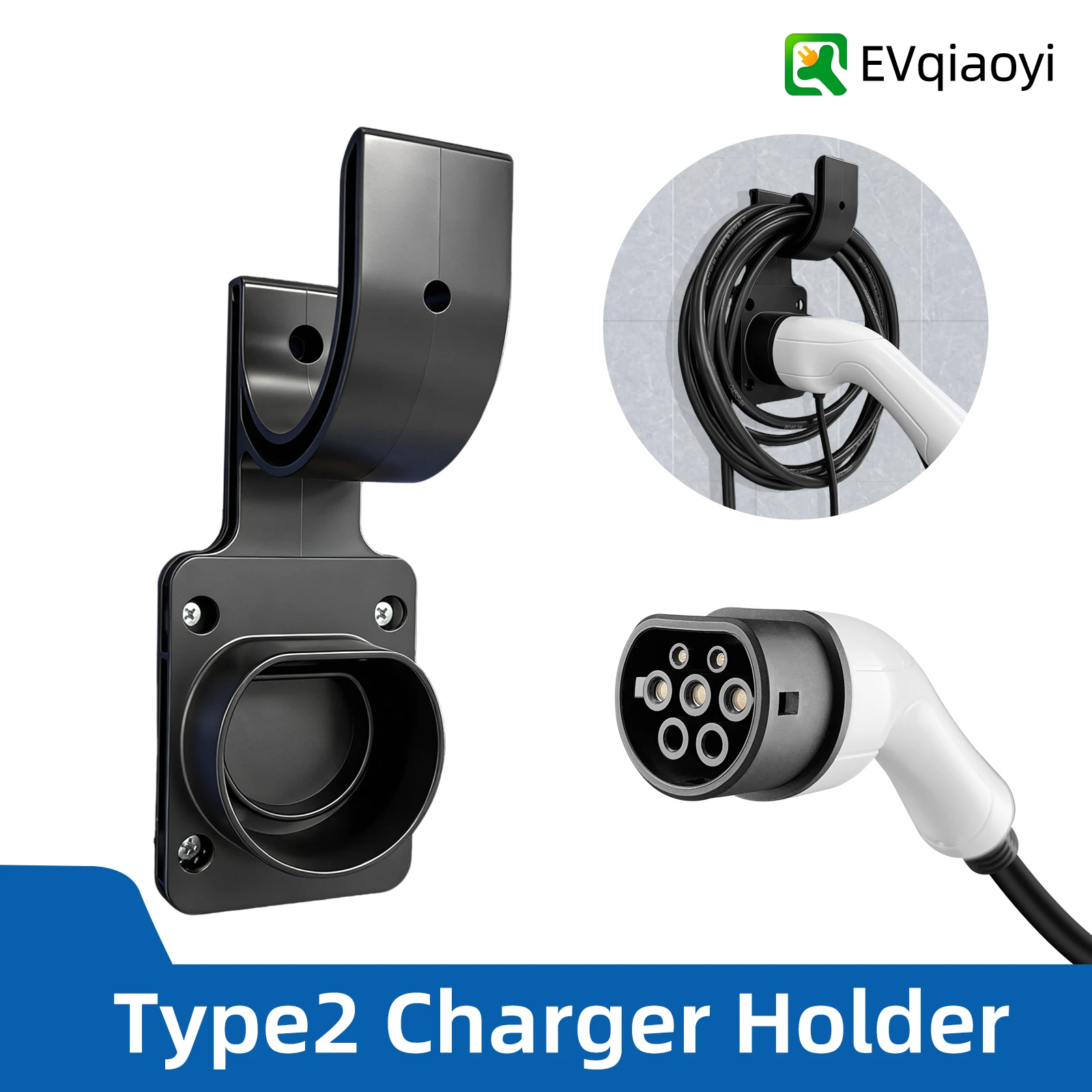 EVqiaoyi Type 2 EV Charger Holder Charging Cable Hook Wall Mount Holster Dock for IEC 62196-2 Charging Stations
EVqiaoyi Type 2 EV Charger Holder Charging Cable Hook Wall Mount Holster Dock for IEC 62196-2 Charging Stations