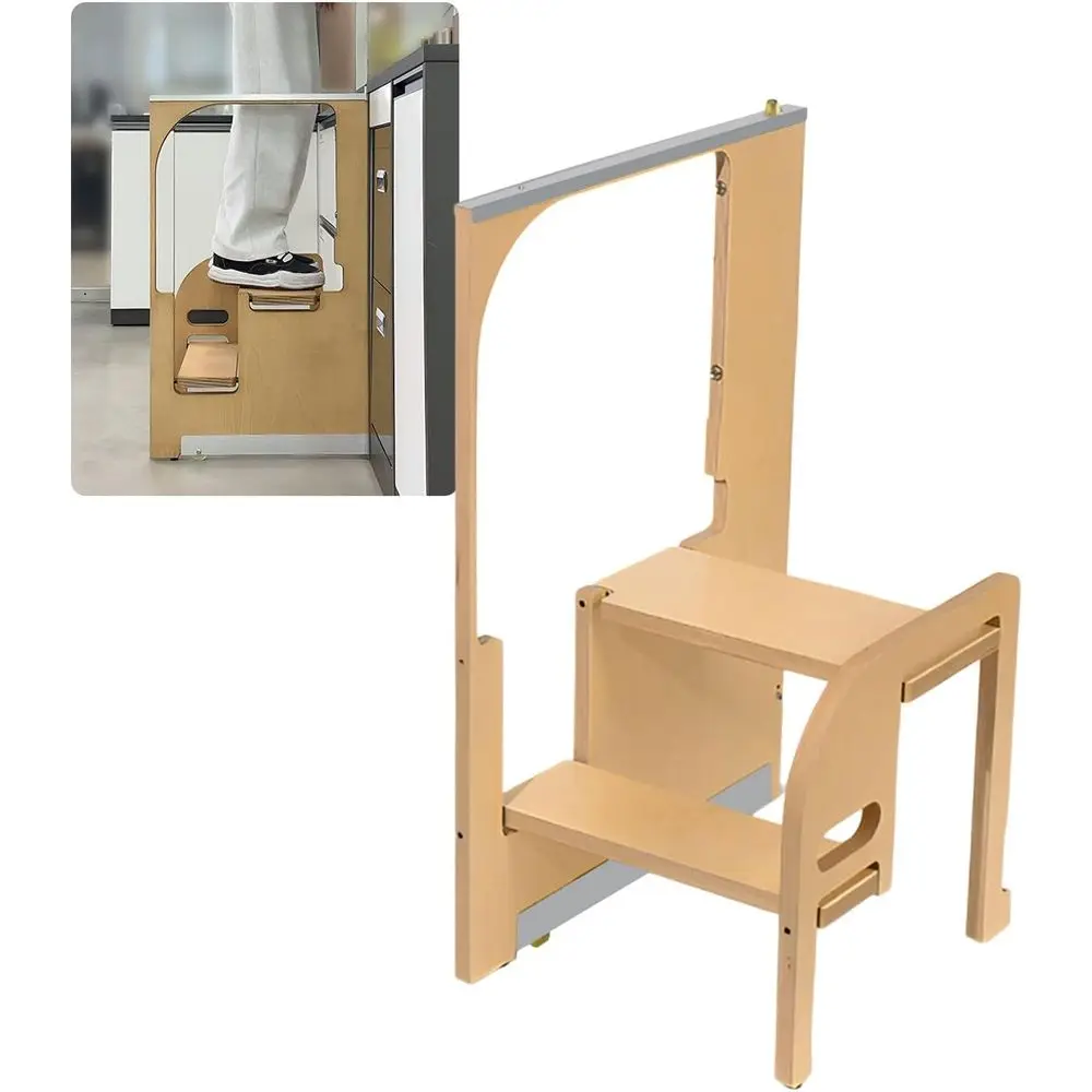 Durable 2-Step Wooden Stool with Hidden Storage, Suitable for Kitchen, Home, and Bathroom Use, Supports Up to 440 lbs
Durable 2-Step Wooden Stool with Hidden Storage, Suitable for Kitchen, Home, and Bathroom Use, Supports Up to 440 lbs