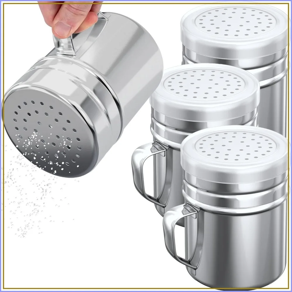 Stainless Steel Salt Pepper Dredge Shakers 10oz with Plastic Cap and Handle, Set of 4
Stainless Steel Salt Pepper Dredge Shakers 10oz with Plastic Cap and Handle, Set of 4