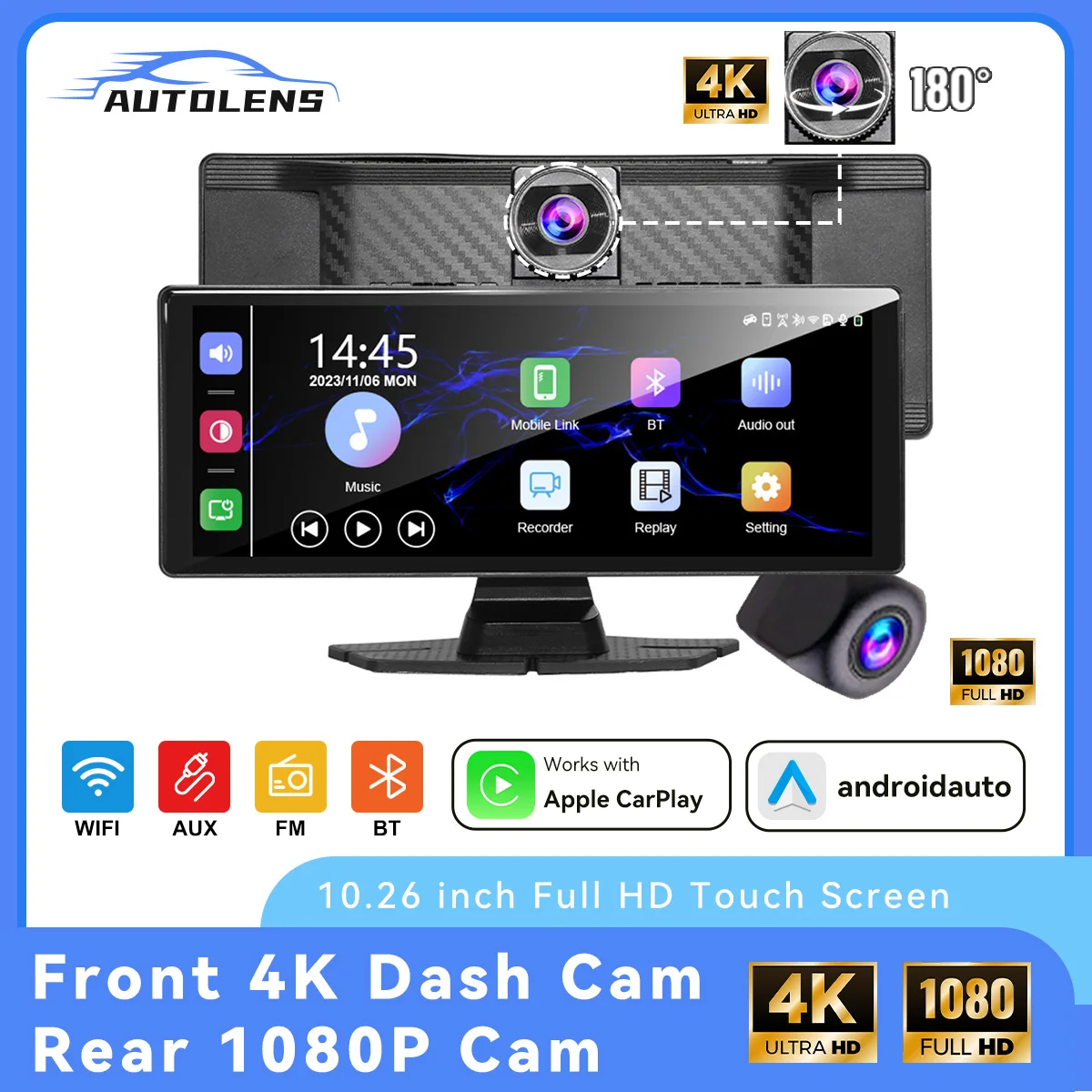 10.26" Wireless Portable CarPlay Screen for Connect Auto Radio | Car Stereo Plug&Play Universal Display with 4K/1080P
10.26" Wireless Portable CarPlay Screen for Connect Auto Radio | Car Stereo Plug&Play Universal Display with 4K/1080P