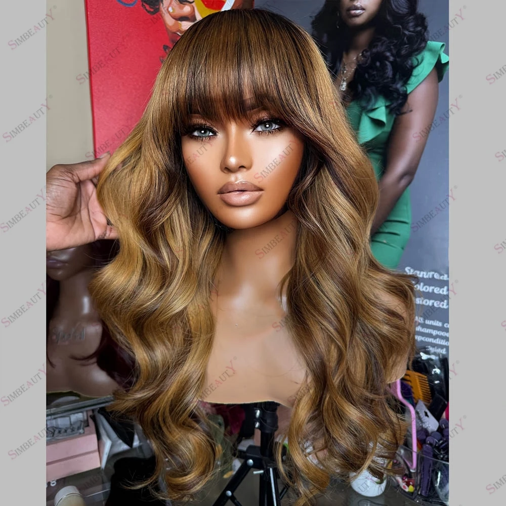 Full Bangs Honey Blonde Human Hair Lace Front Wig 200Density Body Wave Glueless Full Lace Highlight Remy Hair Wigs with Fringe
Full Bangs Honey Blonde Human Hair Lace Front Wig 200Density Body Wave Glueless Full Lace Highlight Remy Hair Wigs with Fringe