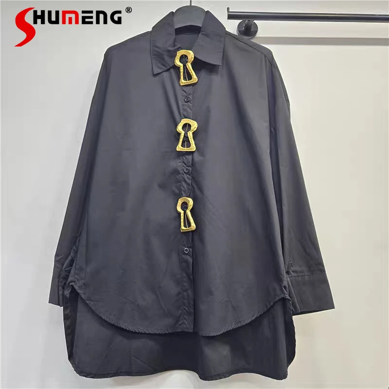 Женские модные топы весна 2026: Новинка, трендовые свободные рубашки с отложным воротником и металлическими пуговицами, женственные однотонные рубашки с длинным рукавом
Женские модные топы весна 2026: Новинка, трендовые свободные рубашки с отложным воротником и металлическими пуговицами, женственные однотонные рубашки с длинным рукавом