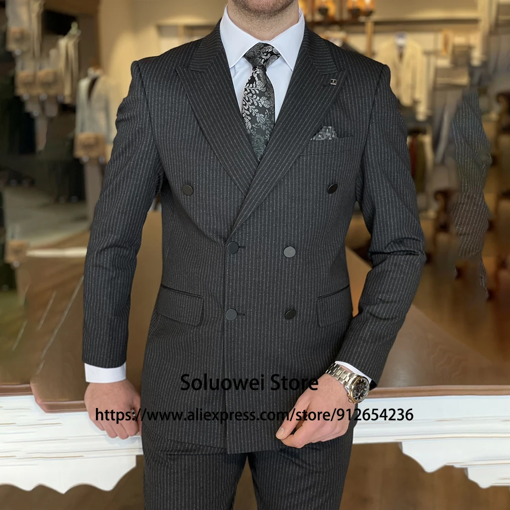 Suits For Men Classic Striped Slim Fit 2 Piece Jacket Pants Set Groom Wedding Peaked Lapel Tuxedo Formal Office Business Blazer
Suits For Men Classic Striped Slim Fit 2 Piece Jacket Pants Set Groom Wedding Peaked Lapel Tuxedo Formal Office Business Blazer