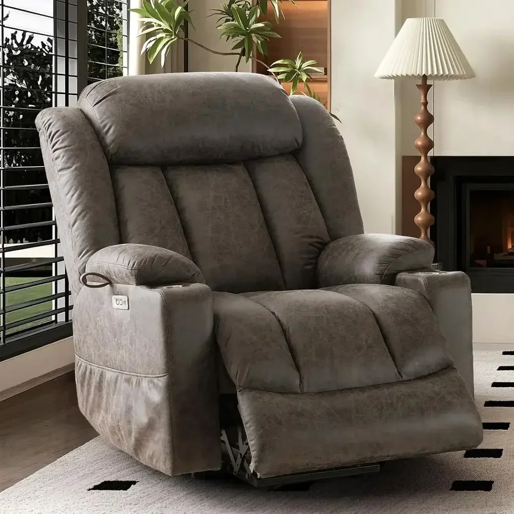 Elderly Recliners with Massage, Heat, Extra Wide, Breathable Leather, Cup Holders, USB & Type-C Ports, Grey
Elderly Recliners with Massage, Heat, Extra Wide, Breathable Leather, Cup Holders, USB & Type-C Ports, Grey