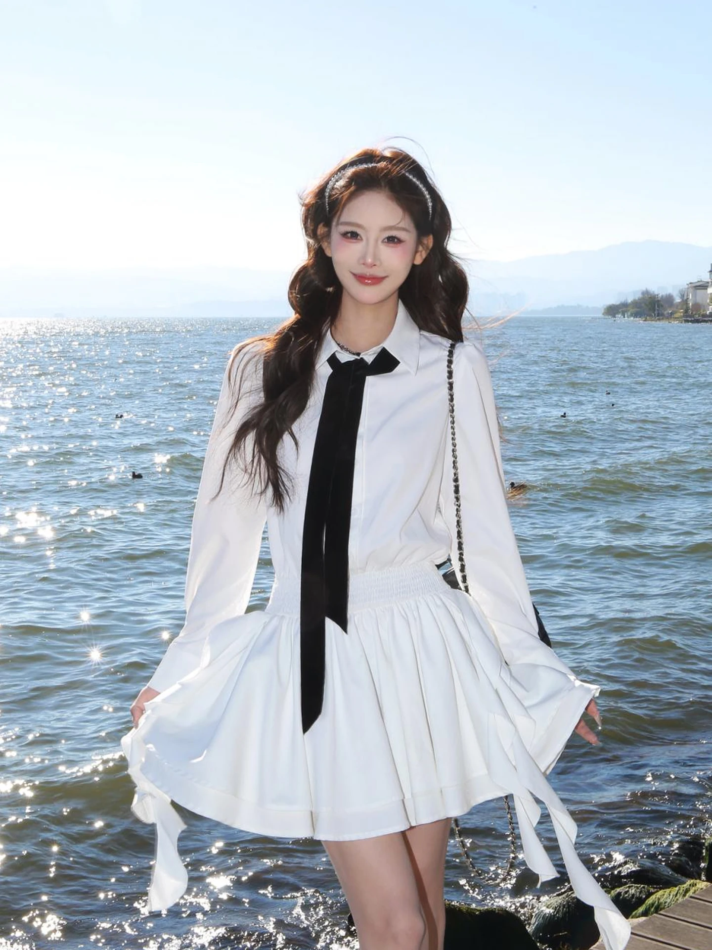 Sweet Sle Long Sve irt Dr Women's Korean College Sle Waist Cinched ort A-Line Skirt Polyester Spring Summer
Sweet Sle Long Sve irt Dr Women's Korean College Sle Waist Cinched ort A-Line Skirt Polyester Spring Summer