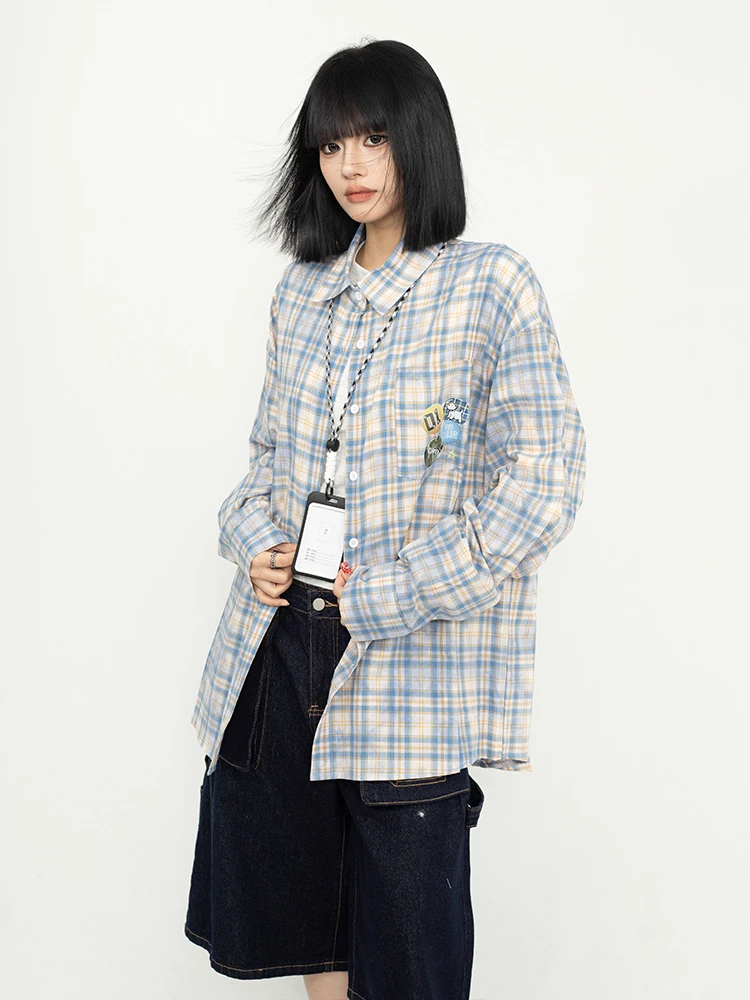 Свободная повседневная женская рубашка с длинным рукавом в корейском стиле, с клетчатым узором, весенне-осенний топ от OCTTFLAB, 100% хлопок, с воротником
Свободная повседневная женская рубашка с длинным рукавом в корейском стиле, с клетчатым узором, весенне-осенний топ от OCTTFLAB, 100% хлопок, с воротником