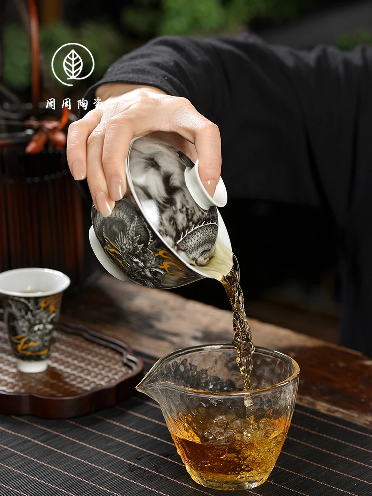 Handmade Jingdezhen Ink Color Wear Yunlong Gaiwan Non-Scald Tea Brewing Bowl Household Porcelain Kung Fu Set Large
Handmade Jingdezhen Ink Color Wear Yunlong Gaiwan Non-Scald Tea Brewing Bowl Household Porcelain Kung Fu Set Large