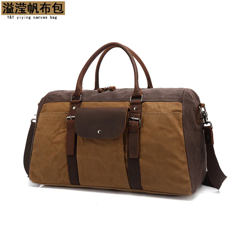 Waterproof canvas Portable travel leather Outdoor sports bag Men's shoulder luggage Fashion simple versatile casual retro busine
Waterproof canvas Portable travel leather Outdoor sports bag Men's shoulder luggage Fashion simple versatile casual retro busine