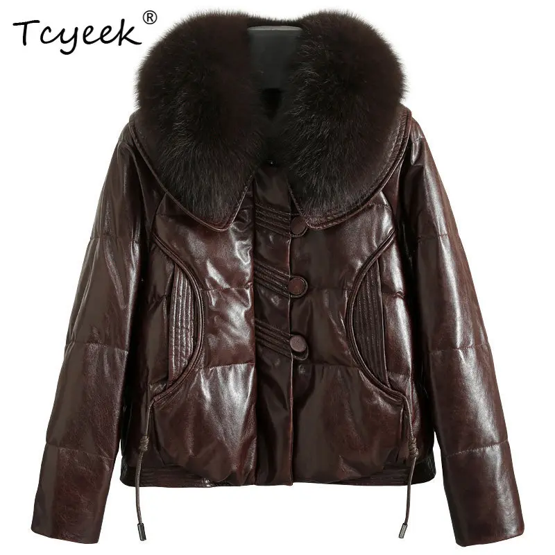 Tcyeek Real Leather Jacket Woman Warm Fox Fur Collar Genuine Sheepskin Coat Women Winter 90% White Goose Down Coats Loose Fit
Tcyeek Real Leather Jacket Woman Warm Fox Fur Collar Genuine Sheepskin Coat Women Winter 90% White Goose Down Coats Loose Fit