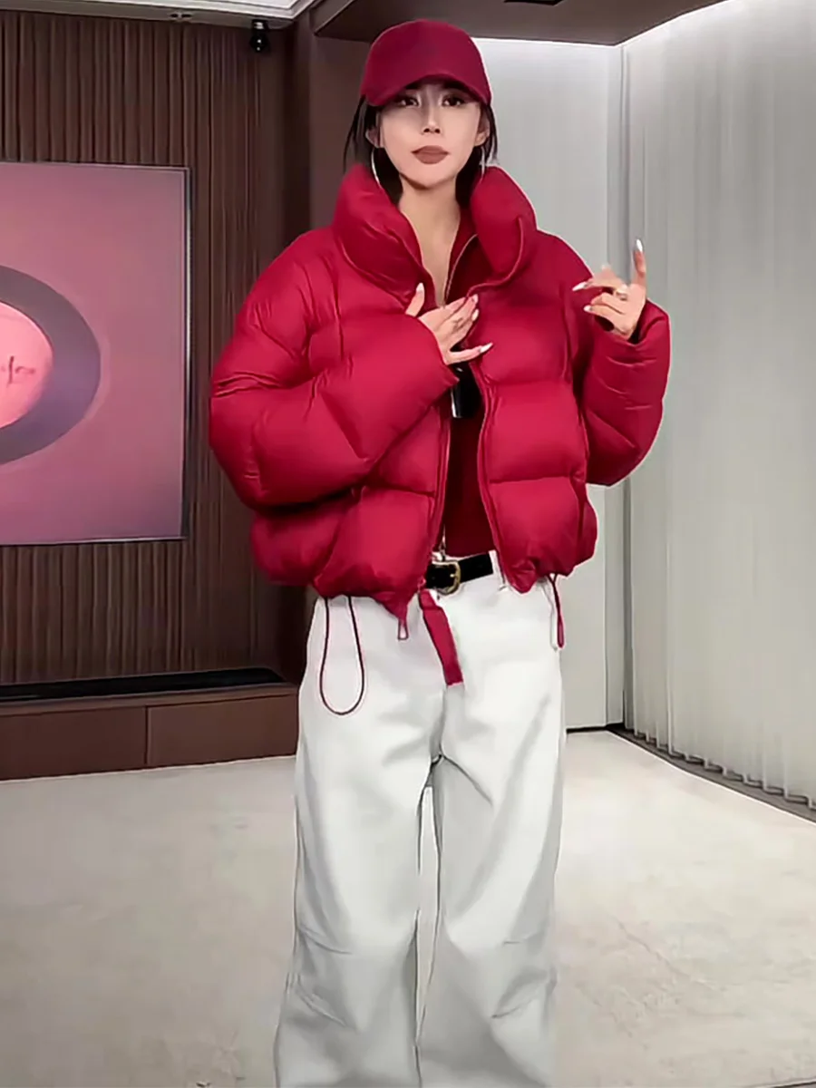 Красная женская зимняя утепленная куртка-пуховик с воротником-стойкой, теплая верхняя одежда свободного кроя на молнии
Красная женская зимняя утепленная куртка-пуховик с воротником-стойкой, теплая верхняя одежда свободного кроя на молнии