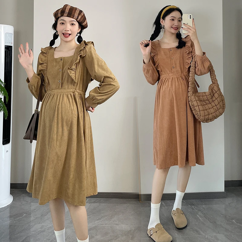 2024 Autumn Korean Style Maternity Corduroy Dress Long Sleeve Square Collar Ruffles Patchwork Pregnant Woman Drawstring Dresses
2024 Autumn Korean Style Maternity Corduroy Dress Long Sleeve Square Collar Ruffles Patchwork Pregnant Woman Drawstring Dresses