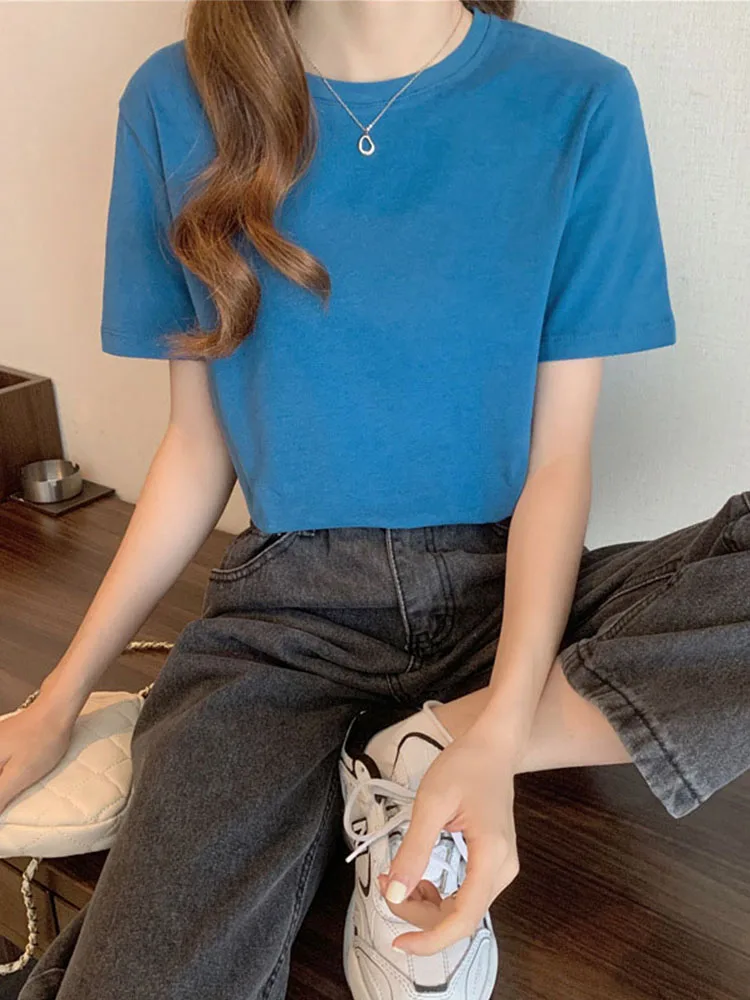 Women's T-Shirt Korean Loose O-Neck Basic Tops Female Spring White Black Tee Shirts
Women's T-Shirt Korean Loose O-Neck Basic Tops Female Spring White Black Tee Shirts