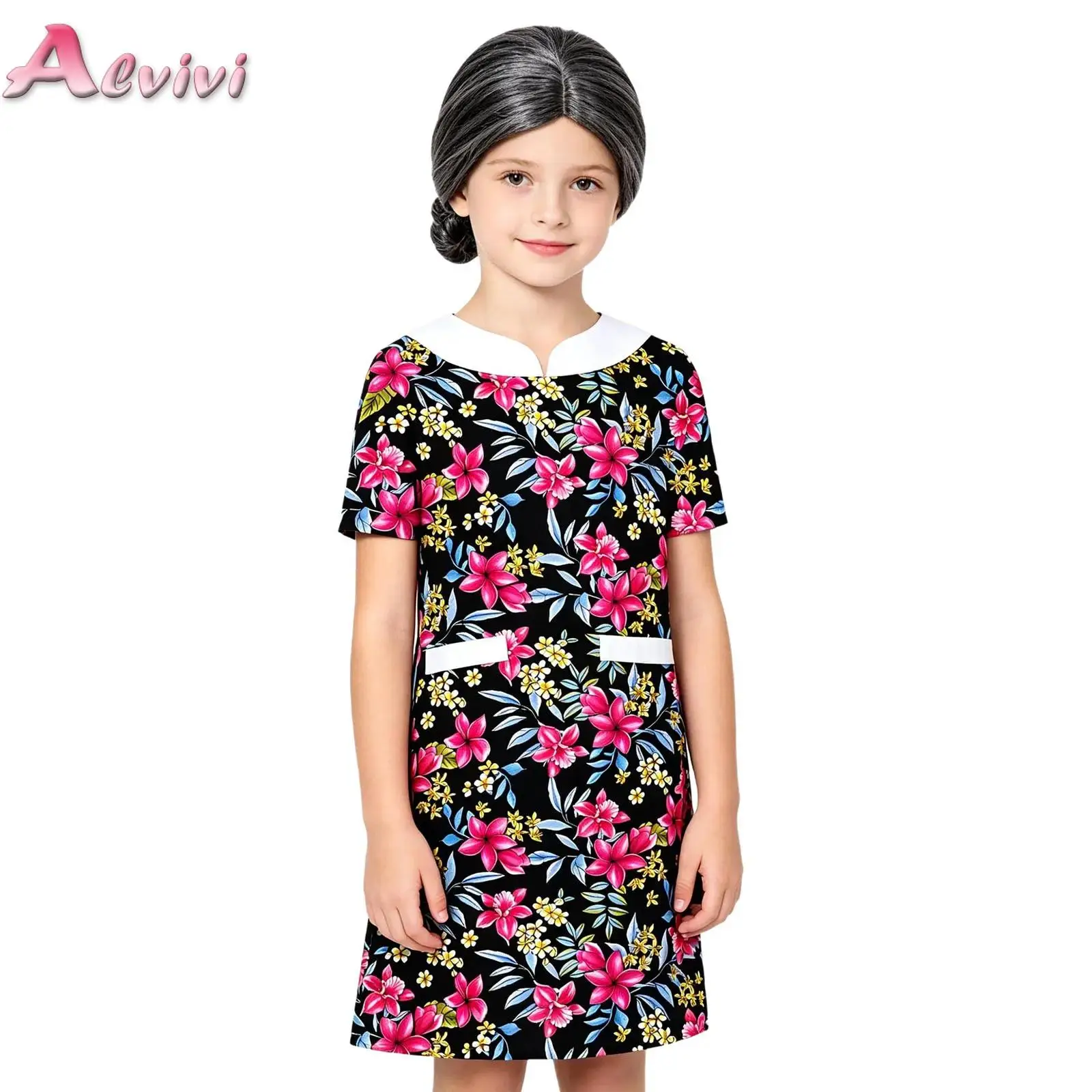 Girls 100 Days of School Old Lady Dress Flower Print Short Sleeve Back Invisible Zipper Clothes for Granny School Day Party
Girls 100 Days of School Old Lady Dress Flower Print Short Sleeve Back Invisible Zipper Clothes for Granny School Day Party
