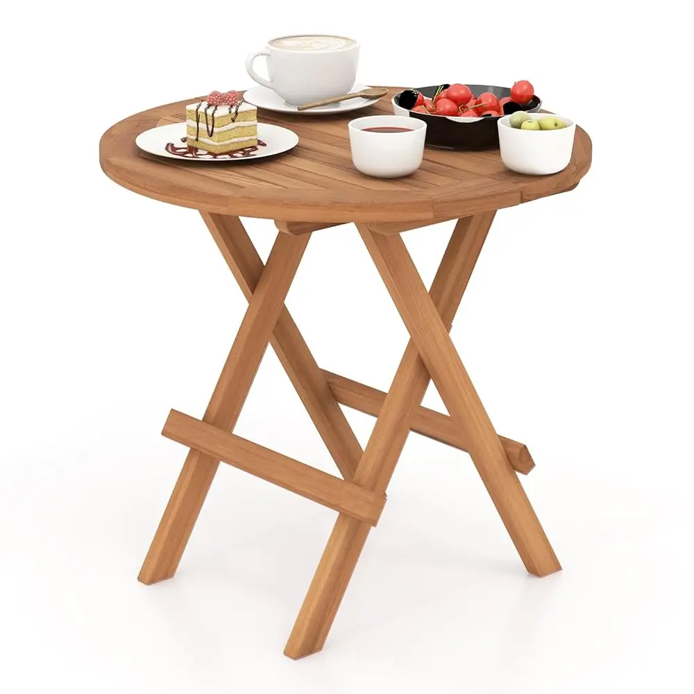 Round Folding Side Table, Teak Wood End Table With Heavy Duty X-Shaped Frame & Slatted Tabletop, Outdoor Small Coffee Table For
Round Folding Side Table, Teak Wood End Table With Heavy Duty X-Shaped Frame & Slatted Tabletop, Outdoor Small Coffee Table For