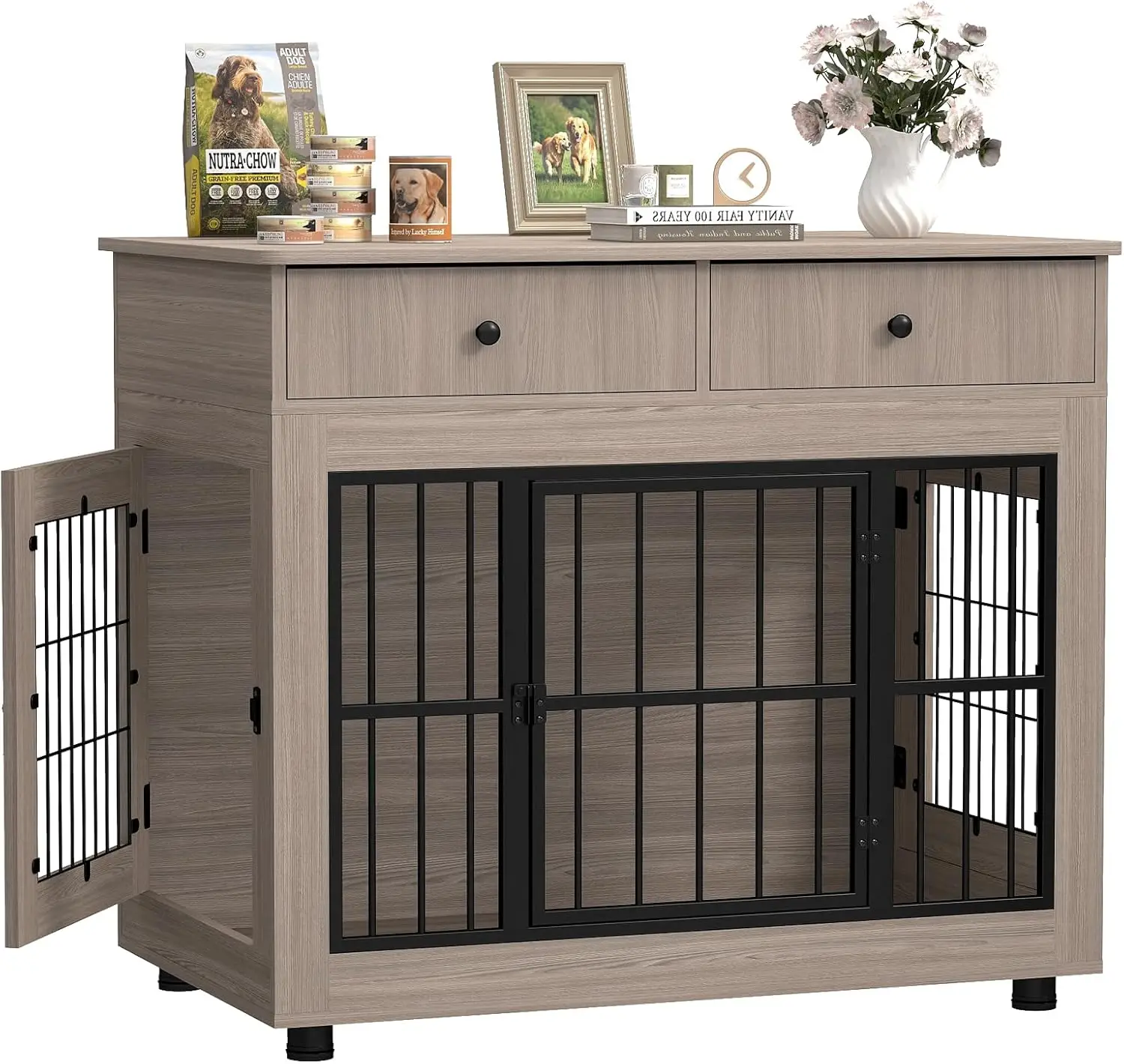 40 inch Dog Crate Furniture-Farmhouse Dog Kennel with Drawers-Heavy Duty End Table Wooden Pet Crate, Decorative Dog House Indoor
40 inch Dog Crate Furniture-Farmhouse Dog Kennel with Drawers-Heavy Duty End Table Wooden Pet Crate, Decorative Dog House Indoor
