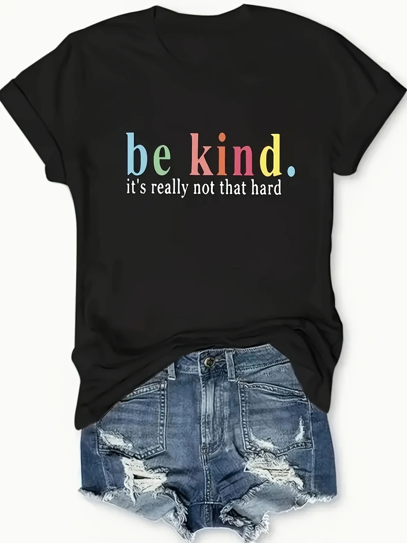 Women's casual short sleeved T-shirt Be Kind inspirational quote round neck summer top women's T-shirt
Women's casual short sleeved T-shirt Be Kind inspirational quote round neck summer top women's T-shirt