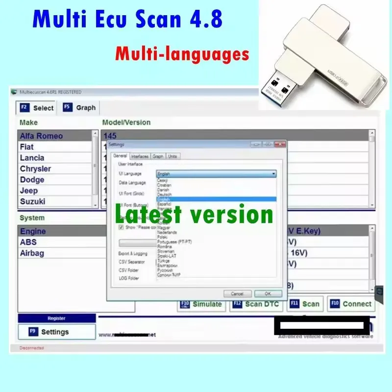Multiecuscan V4.9 Versión 2025 del software Multi-ECU-Scan 5.0 para Fiat, Multi-ECU-Scan 4.8 para escáneres Fiat/Chrysler/Dodge/
Multiecuscan V4.9 Versión 2025 del software Multi-ECU-Scan 5.0 para Fiat, Multi-ECU-Scan 4.8 para escáneres Fiat/Chrysler/Dodge/