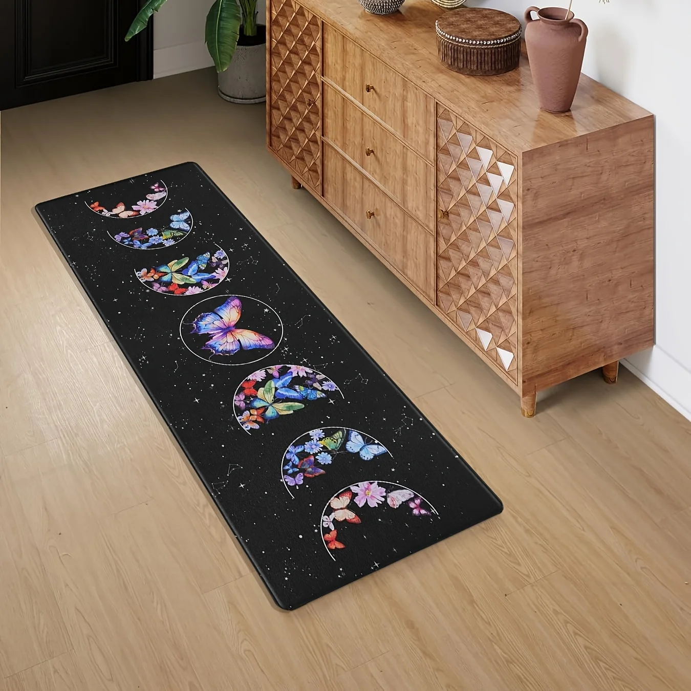 Black Moon Phase with Colorful Butterflies Print Kitchen Mat, Non-Slip Washable Durable Runner Rug for Kitchen,Bathroom, Laundry
Black Moon Phase with Colorful Butterflies Print Kitchen Mat, Non-Slip Washable Durable Runner Rug for Kitchen,Bathroom, Laundry