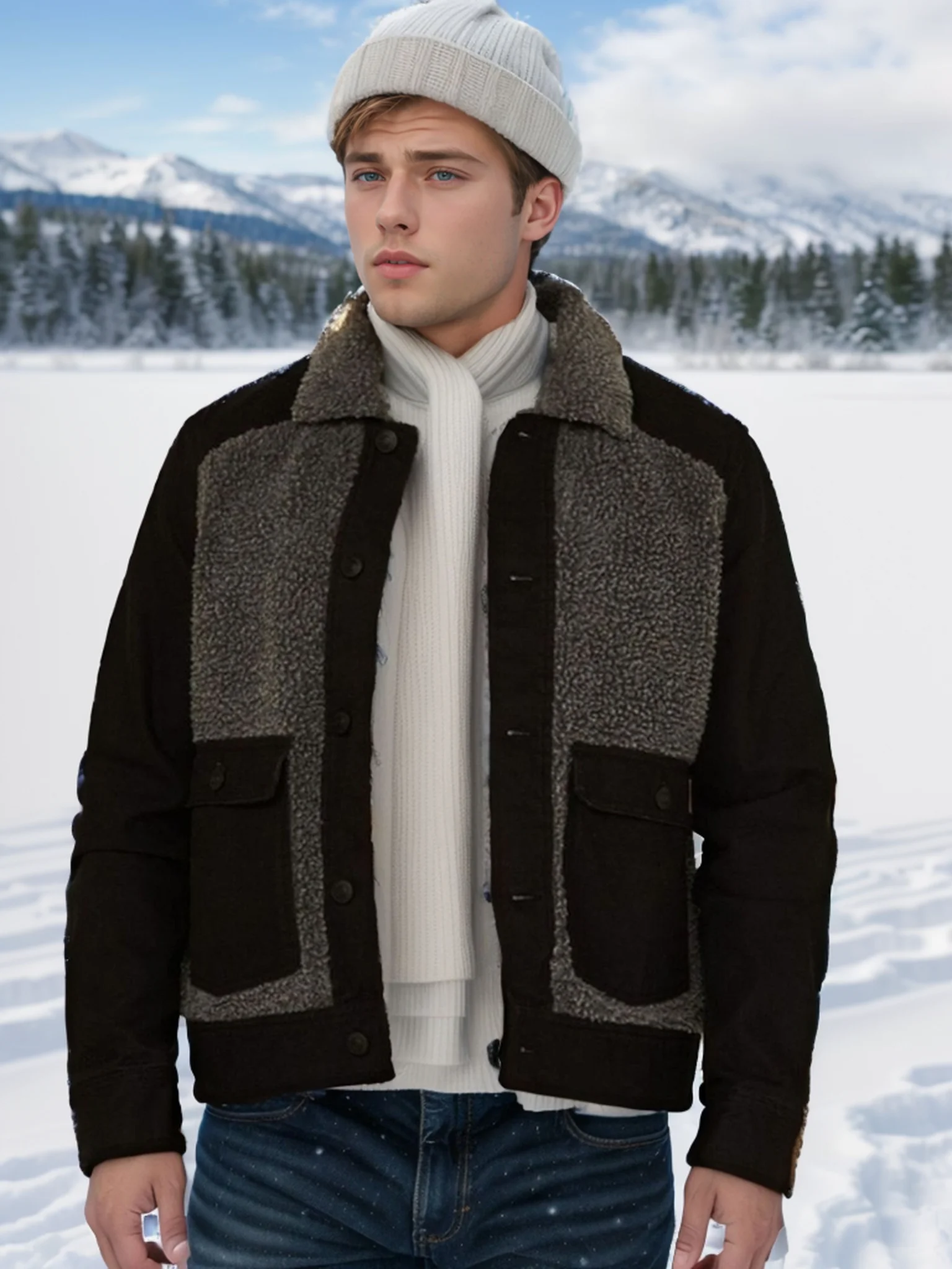 Men's Fleece Jacket Autumn and Winter Warm Jacket Men's British Style Color Block Shearling Top
Men's Fleece Jacket Autumn and Winter Warm Jacket Men's British Style Color Block Shearling Top