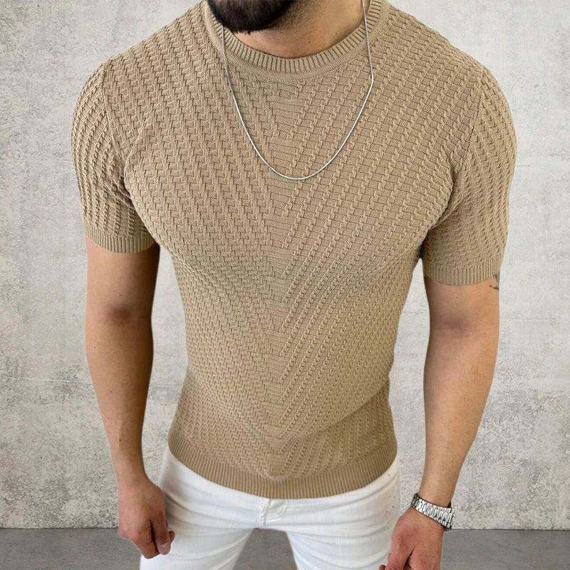 Elastic Slim Fit Knit T Shirts Men Summer Casual Short Sleeve O Neck Knitted Pullover Tops Mens Fashion Jacquard Knitting Tops
Elastic Slim Fit Knit T Shirts Men Summer Casual Short Sleeve O Neck Knitted Pullover Tops Mens Fashion Jacquard Knitting Tops