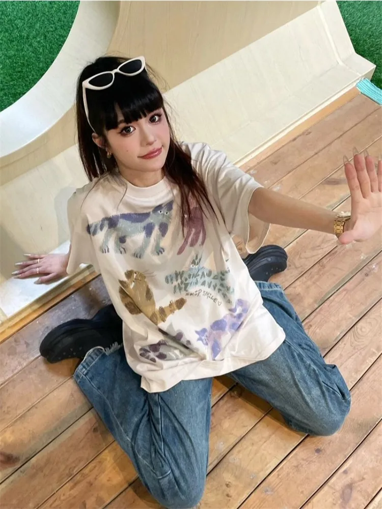 Cute Graffiti Cats Printed T-shirt for Men and Women Pure Cotton Summer Fashion Casual Comfy Couple Short Sleeved Top Harajuku
Cute Graffiti Cats Printed T-shirt for Men and Women Pure Cotton Summer Fashion Casual Comfy Couple Short Sleeved Top Harajuku