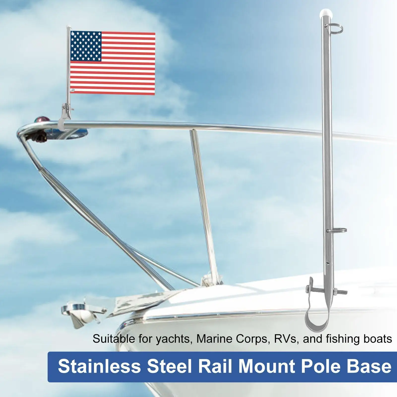 Flag Pole Holder For RV 304 Stainless Steel Banner Pole Mount Yacht Flag Holder Boat Accessories For Marines Yacht RV Pontoon
Flag Pole Holder For RV 304 Stainless Steel Banner Pole Mount Yacht Flag Holder Boat Accessories For Marines Yacht RV Pontoon