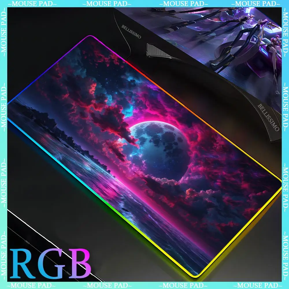 Moon Gaming Mouse Pad RGB Computer Pad Cosmic Gamer Computer Mouse Pads Starry Sky LED Backlight Carpet Keyboard Rubber Desk Mat
Moon Gaming Mouse Pad RGB Computer Pad Cosmic Gamer Computer Mouse Pads Starry Sky LED Backlight Carpet Keyboard Rubber Desk Mat