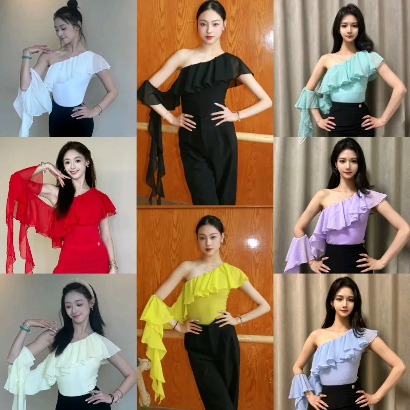 Customized Modern Dance Dress Practice Performance Suit Class Black Purple Blue Green Slanted Shoulder Ruffle Edge Top Female
Customized Modern Dance Dress Practice Performance Suit Class Black Purple Blue Green Slanted Shoulder Ruffle Edge Top Female