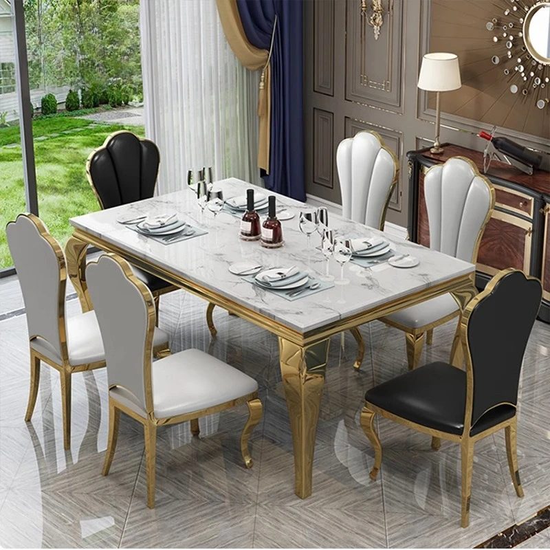 Advanced marble dining table Modern minimalist rock slab dining table and chairs
Advanced marble dining table Modern minimalist rock slab dining table and chairs