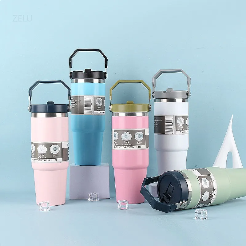 30OZ Stainless Steel Portable Car Cup With Straw Travel Sports Water Bottle Handle Cover Vacuum Insulated Thermos Coffee Flask
30OZ Stainless Steel Portable Car Cup With Straw Travel Sports Water Bottle Handle Cover Vacuum Insulated Thermos Coffee Flask