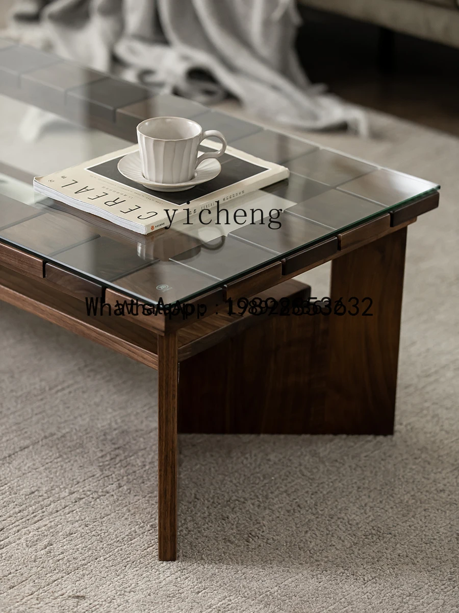B-3 Black Walnut Rectangular Double-Layer Glass Coffee Table Living Room Small Tea Table
B-3 Black Walnut Rectangular Double-Layer Glass Coffee Table Living Room Small Tea Table