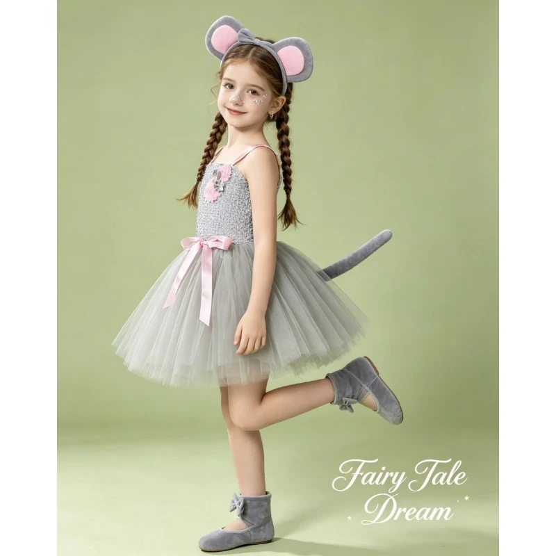 Gray Mouse Cartoon Kids Tulle Dress Girls Fluffy Soft Mesh Princess Outfit Holiday Party Cute Animal Style Performance Clothes
Gray Mouse Cartoon Kids Tulle Dress Girls Fluffy Soft Mesh Princess Outfit Holiday Party Cute Animal Style Performance Clothes